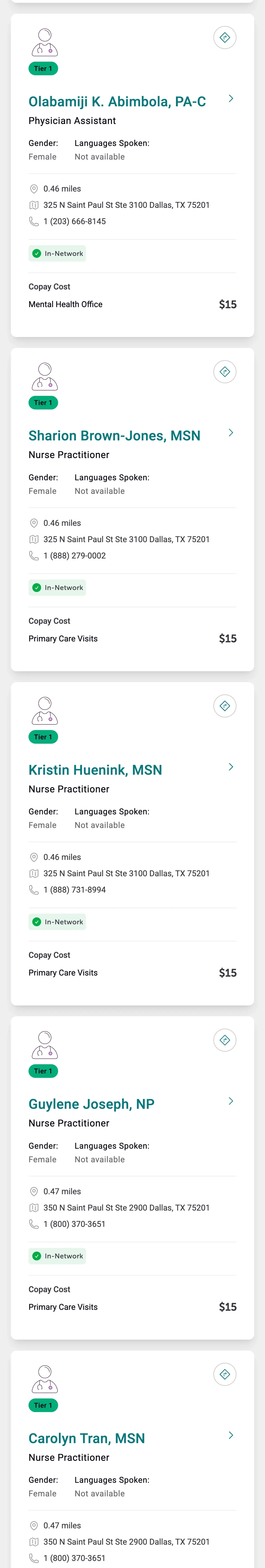 SimplePay provider rankings and cost results screen
